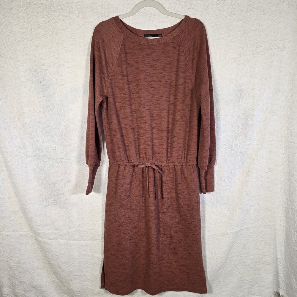 Prana Foundation Long Sleeve Dress Small Rust Tie Waist Pocket Casual Athleisure